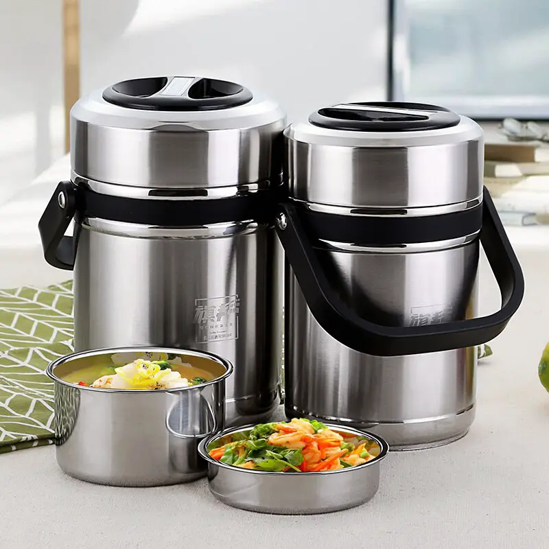 1.8L or 2.6L Lunch Pail Food Container 304 Stainless Steel Lunch Box ...