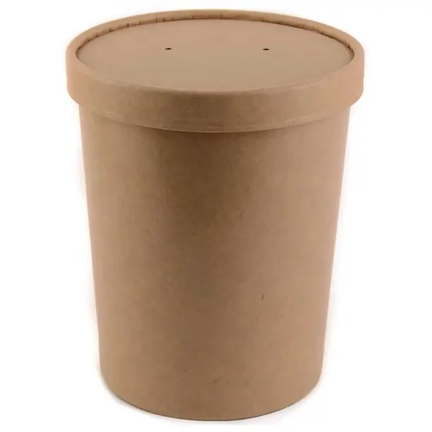 [25 Pack] 32 oz Disposable Kraft Paper Soup Containers ...