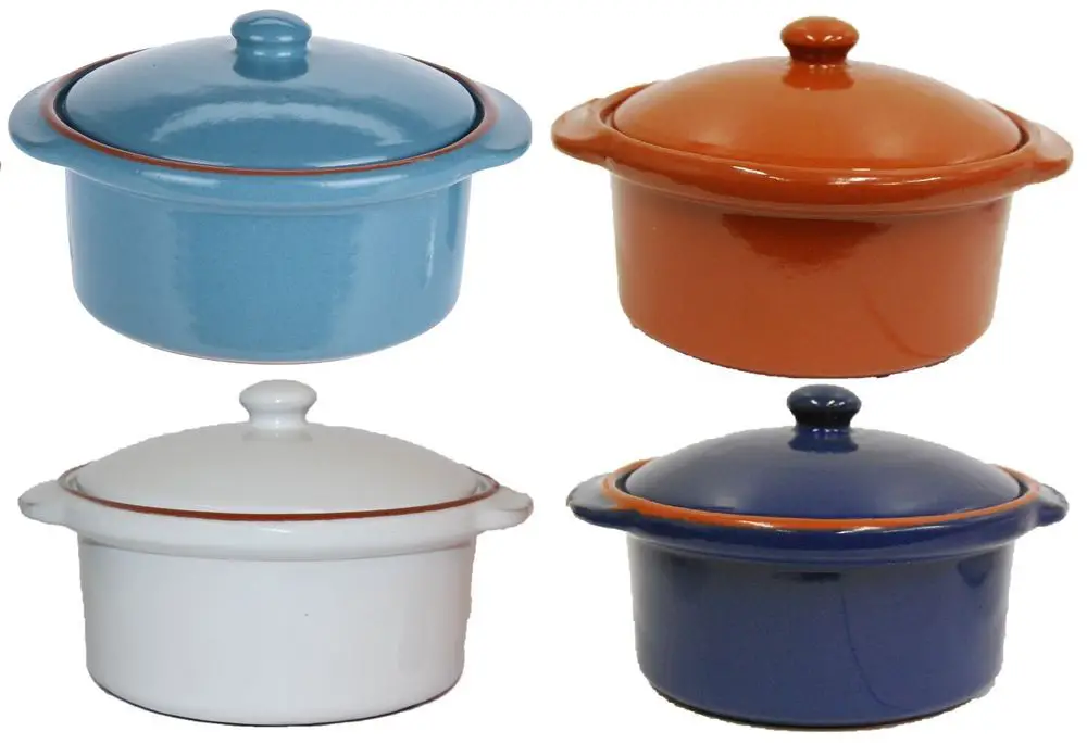 400ml Soup Bowls With Handles &  Lids Casserole Oven Microwave Safe Dish ...