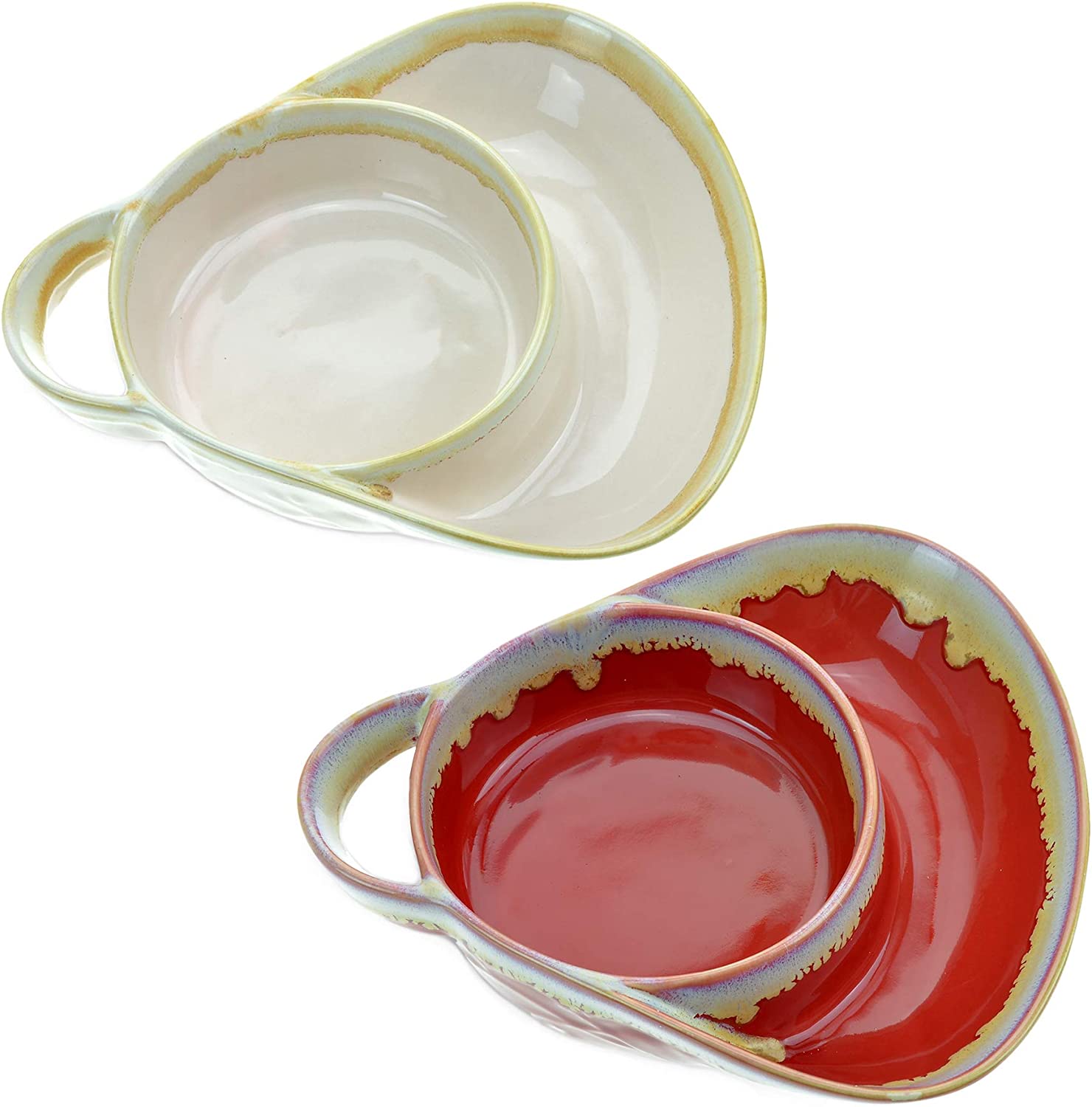 Amazon.com: Stoneware Soup &  Side, Chips &  Dip Bowl Set of 2 by Roe ...