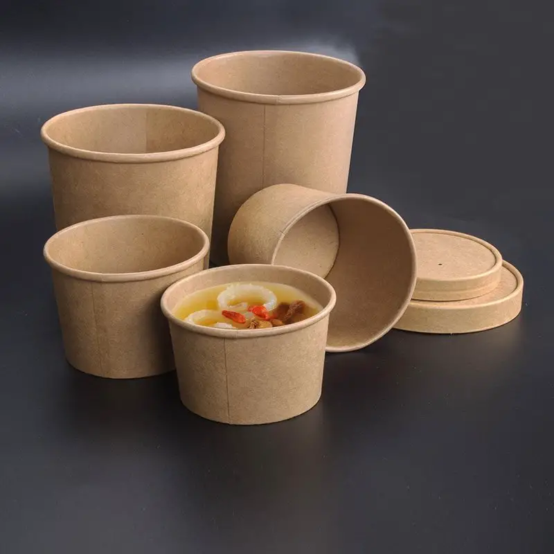 Cowhide paper packing box circle soup bowl disposable ...