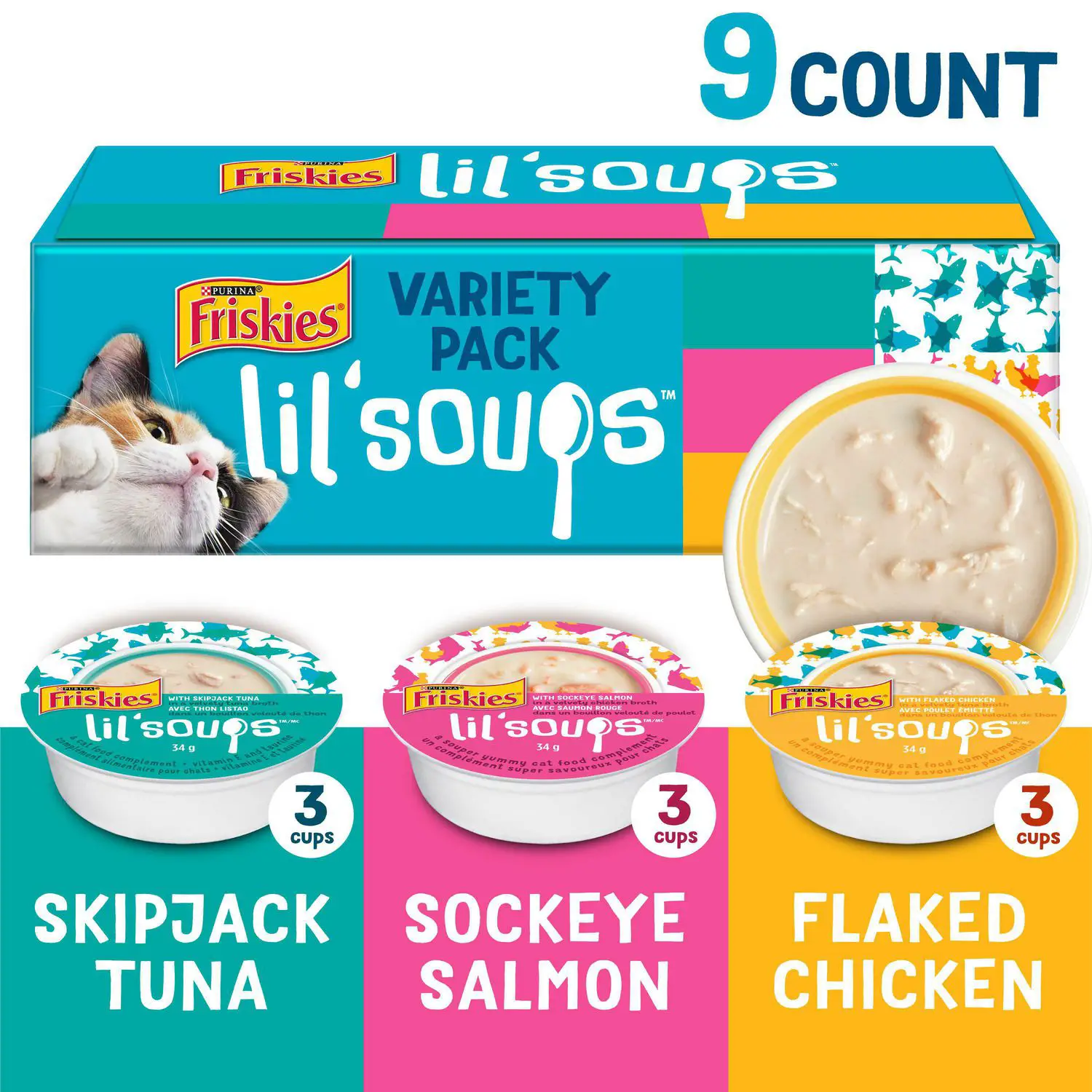 Friskies Lil Soups Cat Food Complement, Variety Pack