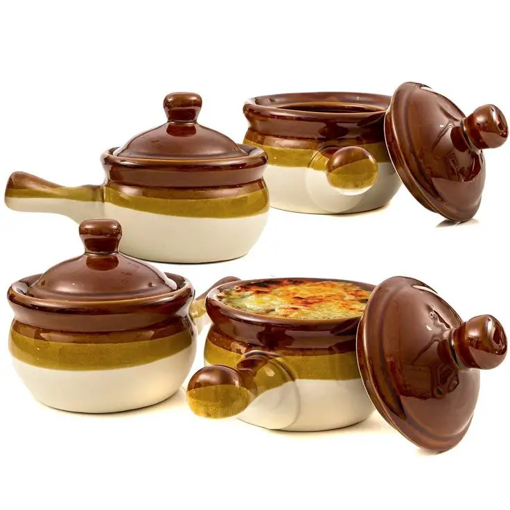 Gibson French Onion Soup Crock Bowls with Handles 15 Ounce ...