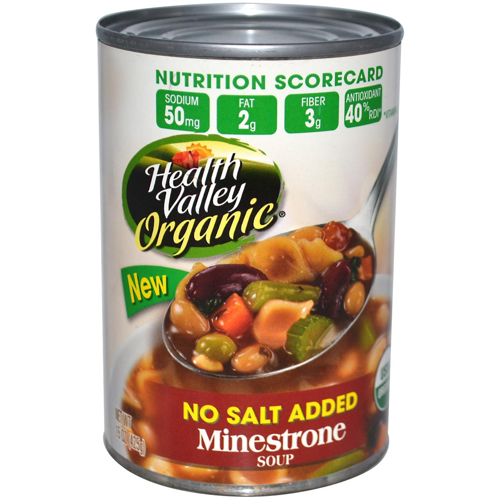Health Valley, Organic, Minestrone Soup, No Salt Added, 15 oz(pack of 4 ...