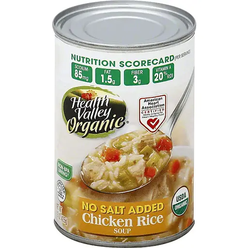 Health Valley® Organic No Salt Added Chicken and Rice Soup 15 oz. Can ...