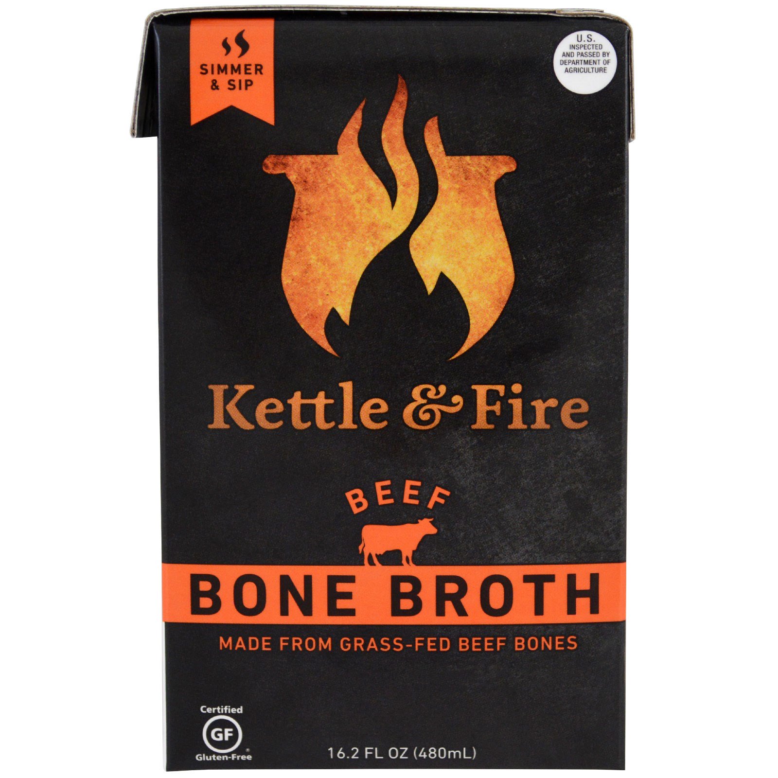 Kettle &  Fire, Bone Broth, Beef, 16.2 fl oz (480 ml)