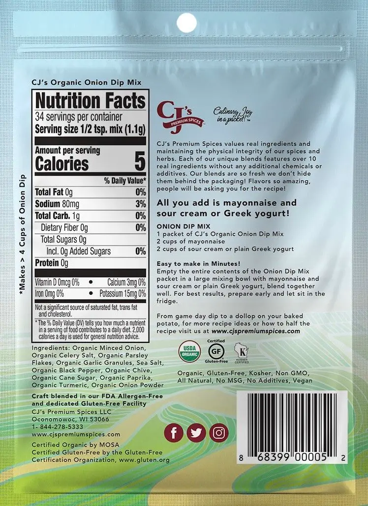 Lipton Onion Soup Mix Nutrition Label