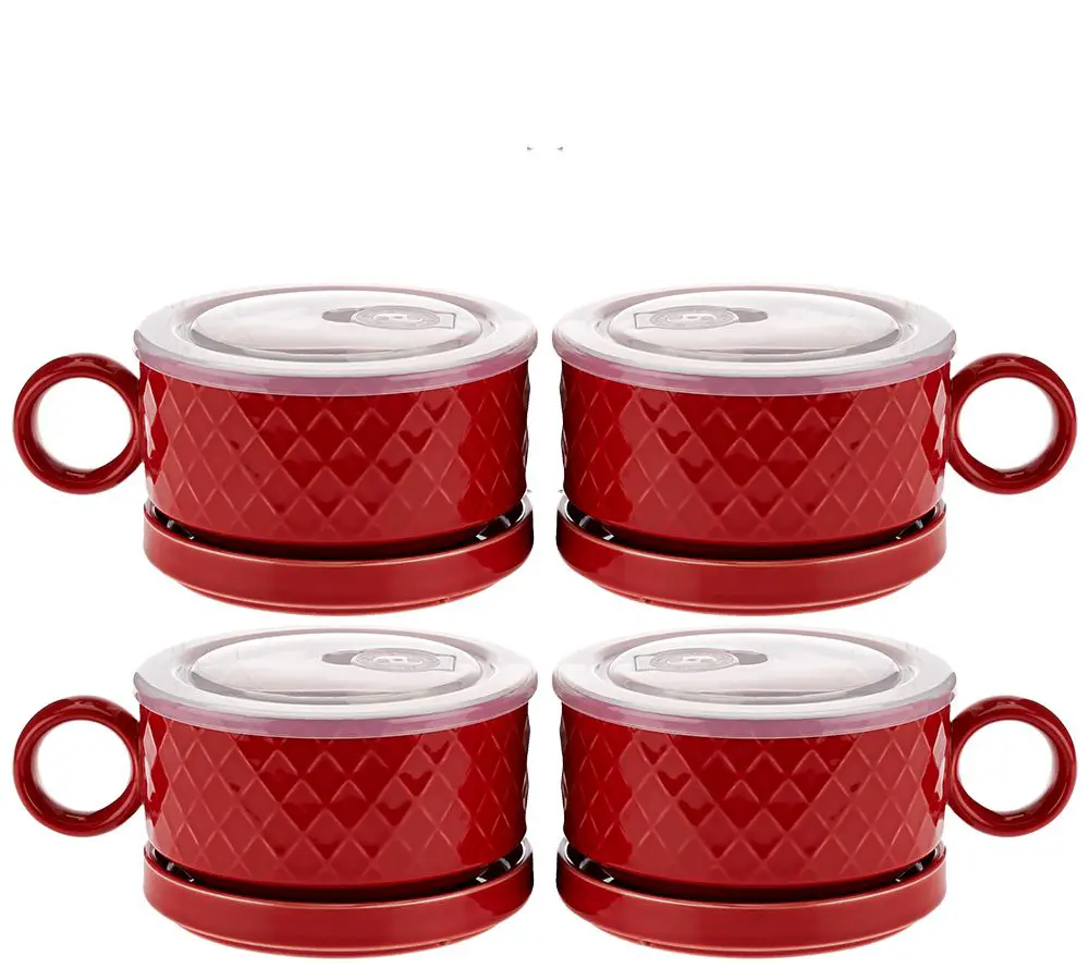 Microwavable S/4 Ceramic Soup Bowls &  Saucers with ...