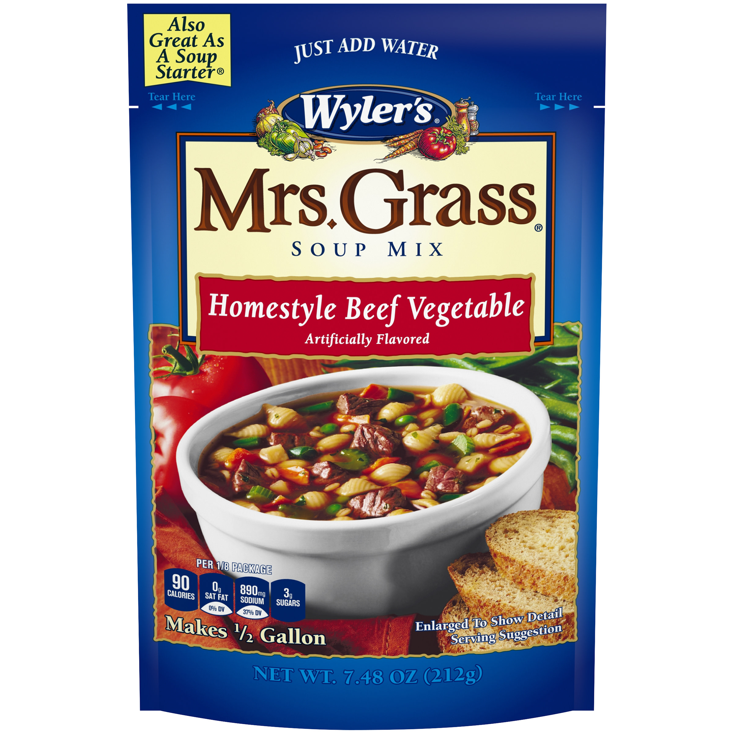 Mrs. Grass Homestyle Beef Vegetable Hearty Soup Mix, 7.48 oz Pouch ...