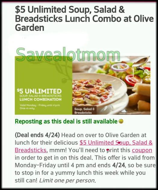 Olive Garden Soup Salad And Breadsticks Dinner / 25 Olive Garden ...