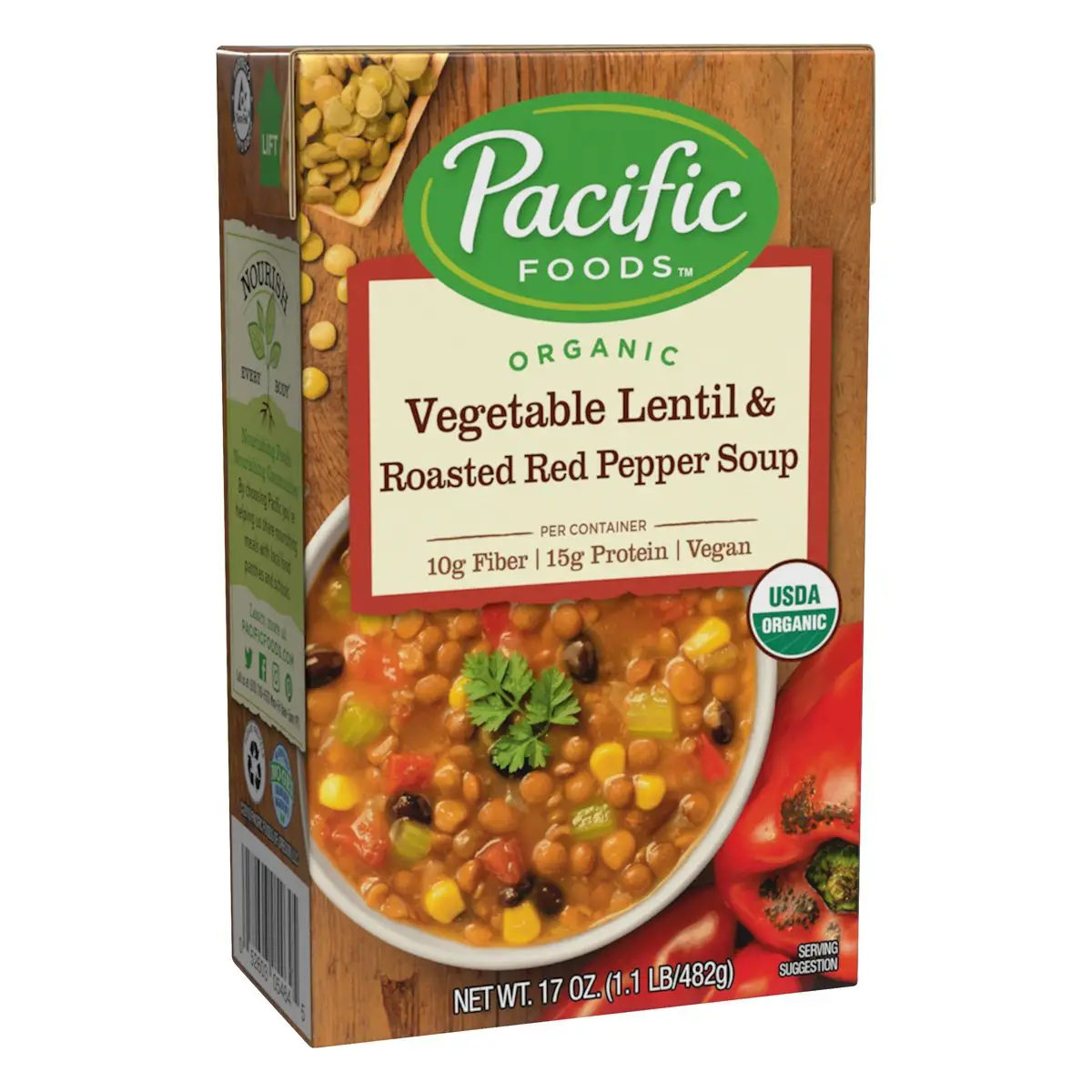 Pacific Foods Organic Vegetable Lentil &  Roasted Red Pepper Soup 17 oz ...