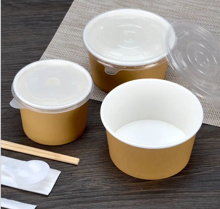 Paper Soup Bowl With Plastic Lid
