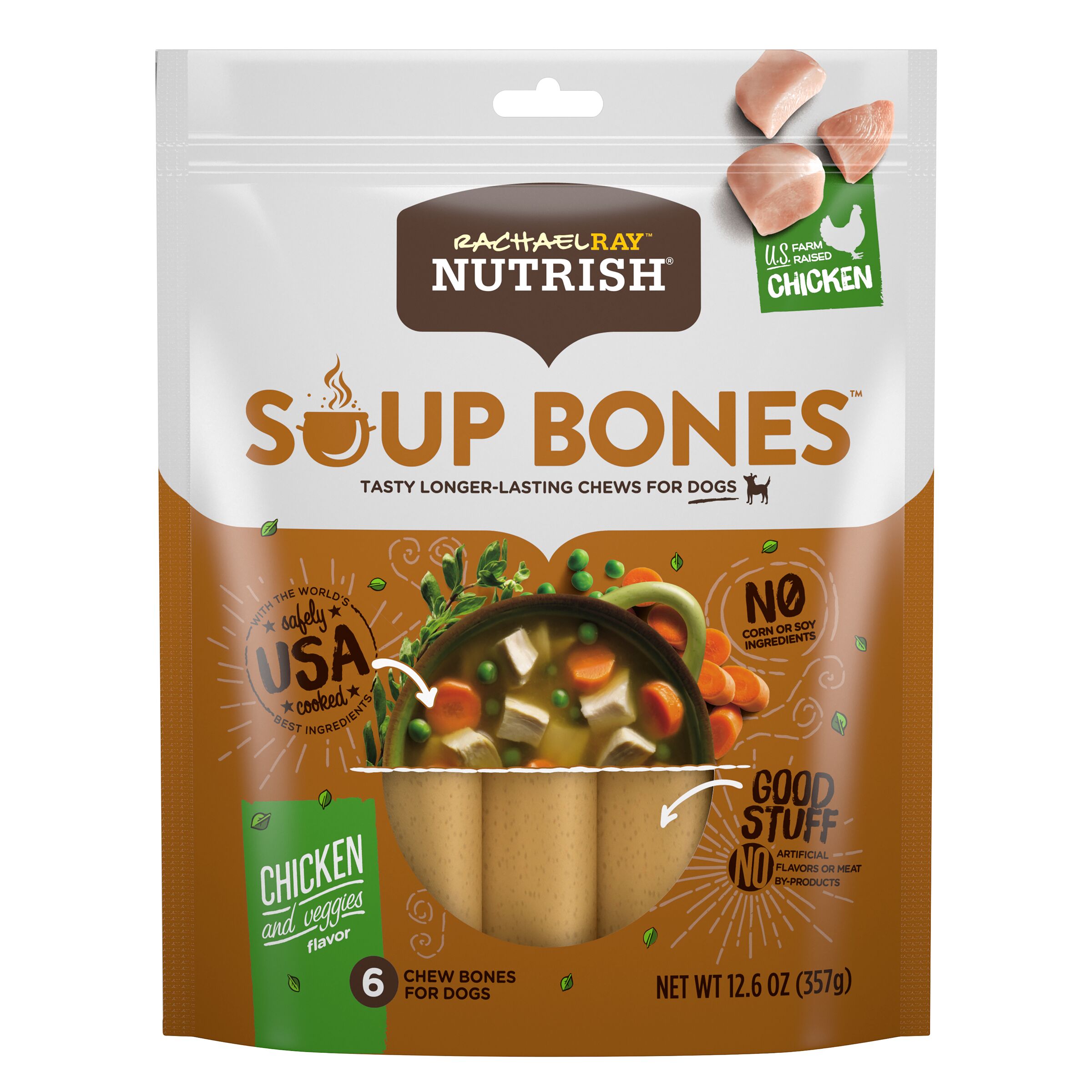 Rachael Ray Nutrish Soup Bones Dog Treats, Real Chicken &  Veggies ...