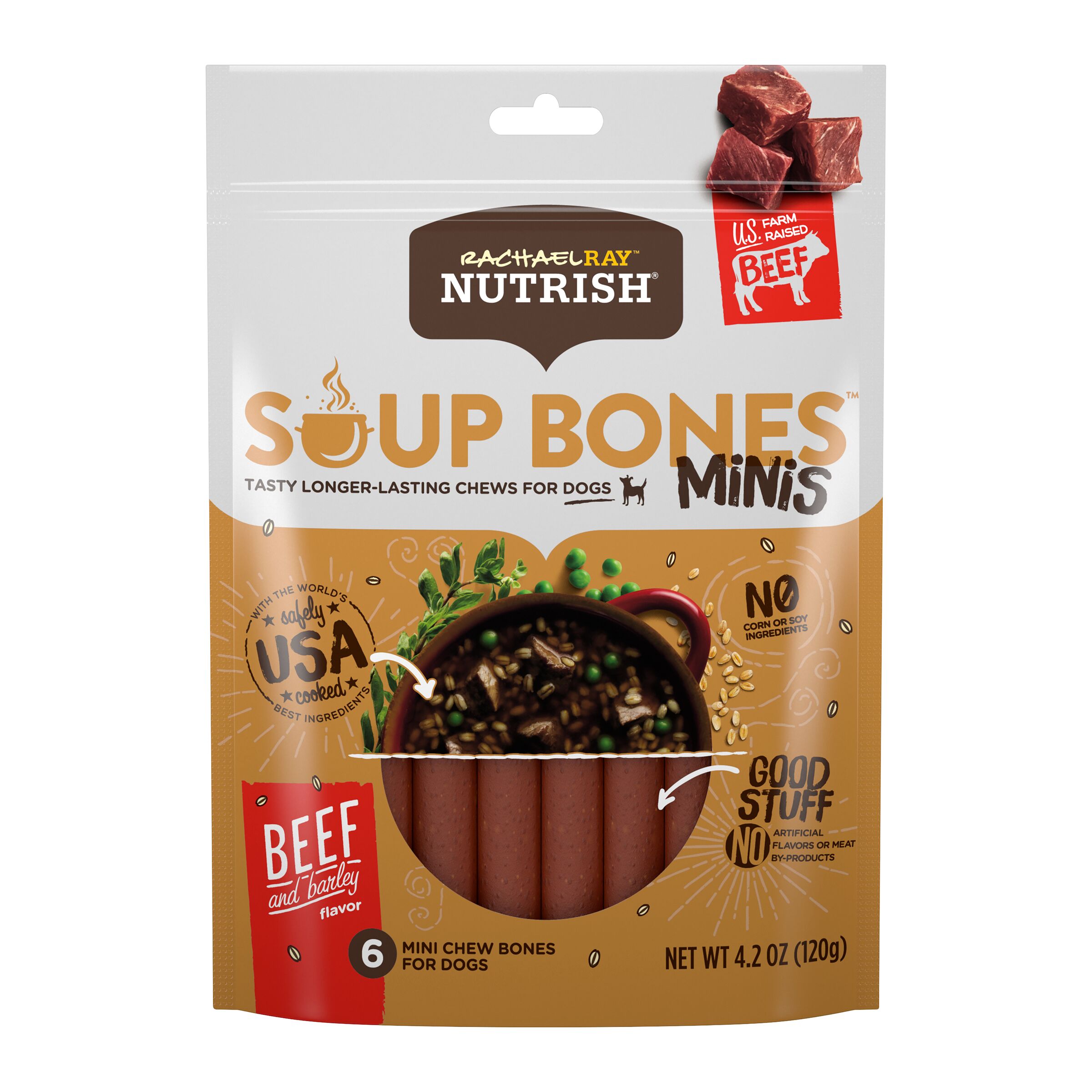 Rachael Ray Nutrish Soup Bones Minis Dog Treats, Beef &  Barley Flavor ...