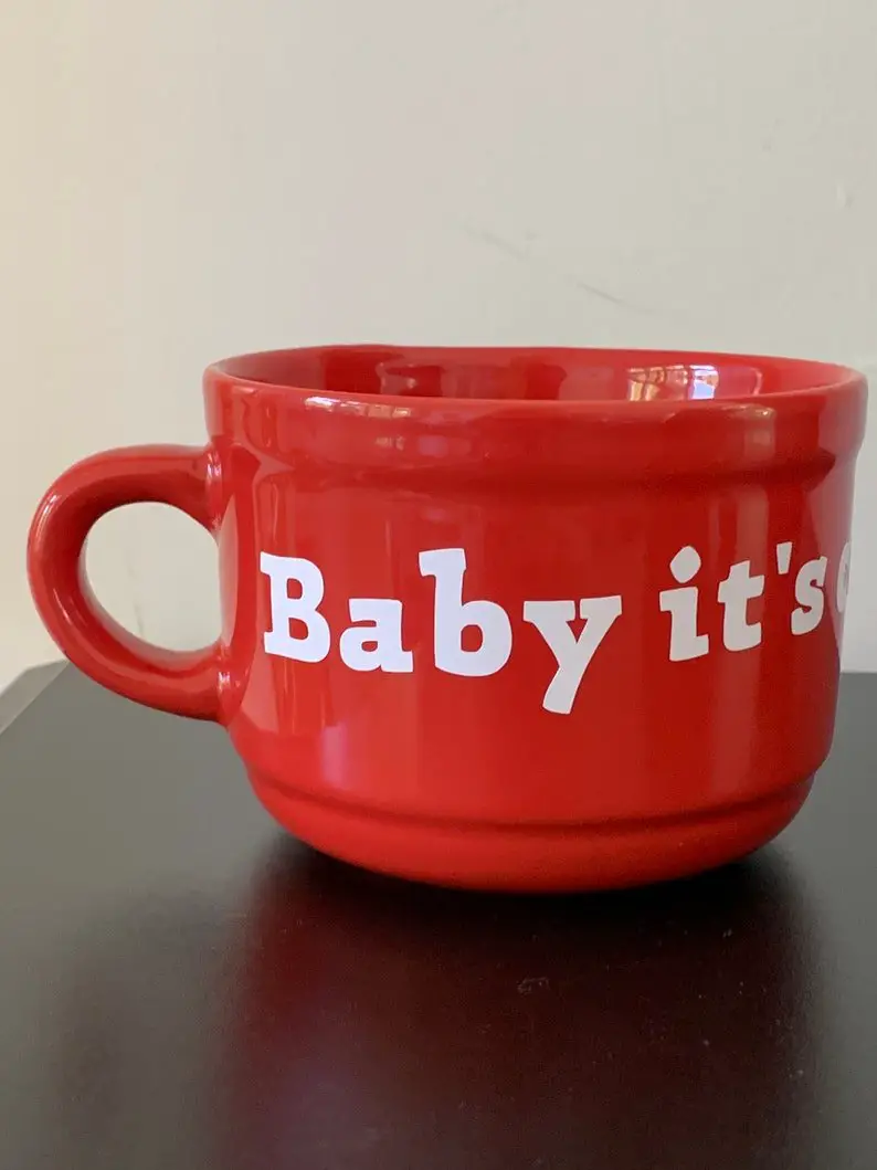 Red Soup Mug / Soup Bowl with handle Personalize