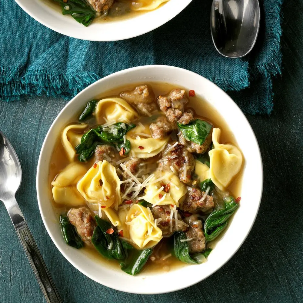 Sausage and Spinach Tortellini Soup