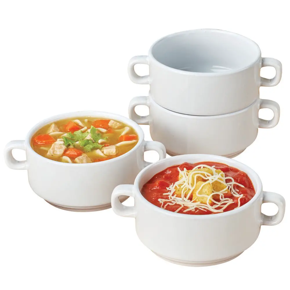 Stackable Double Handle Soup Bowls